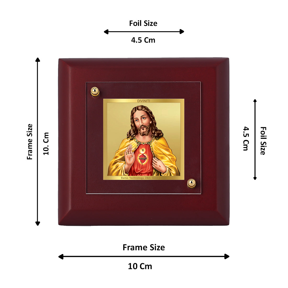 Diviniti 24K Gold Plated Jesus Frame For Home Decor Showpiece, Table Tops, Prayer, Festival Gift (10 x 10 CM)