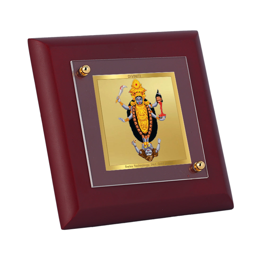 Diviniti 24K Gold Plated Maa Kali Frame For Home Decor, Table Top, Puja, Festival Gift (10 x 10 CM)