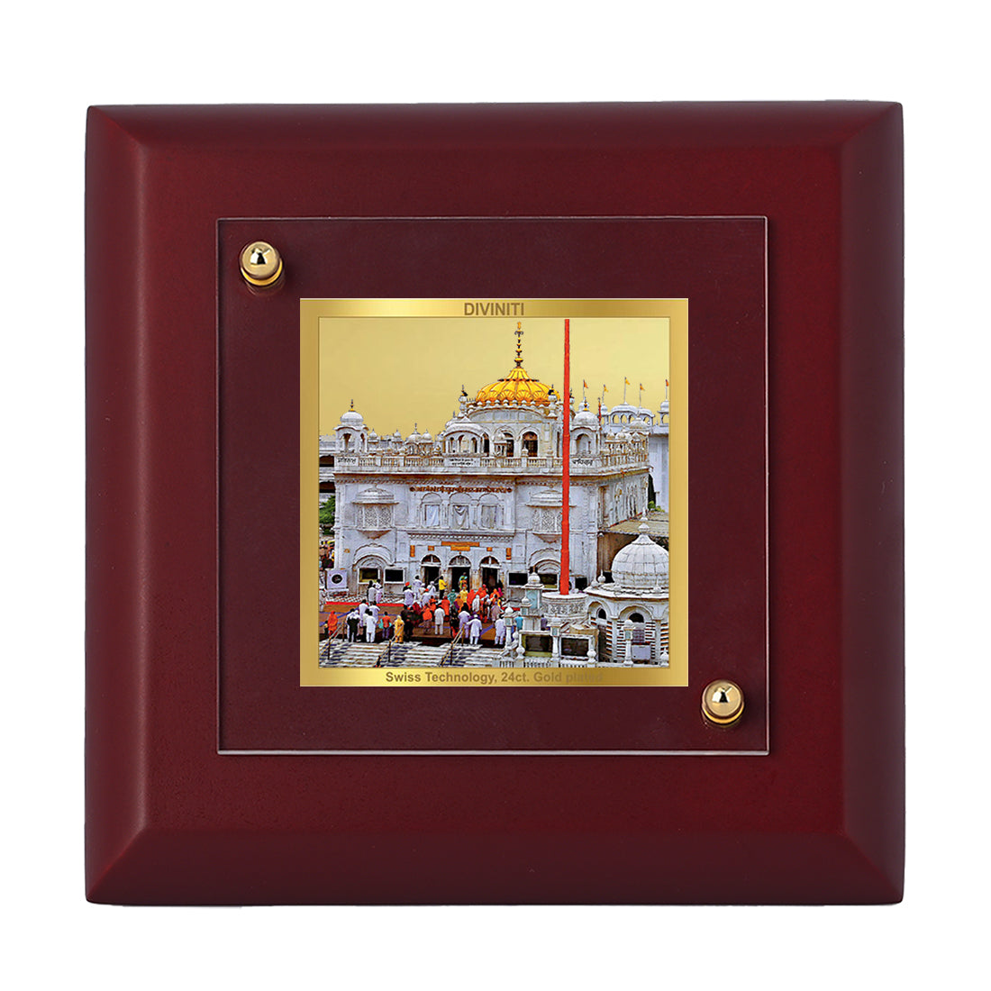 Diviniti 24K Gold Plated Huzur Saheb Photo Frame For Home Decor, Table Top, Festival Gift (10 x 10 CM)