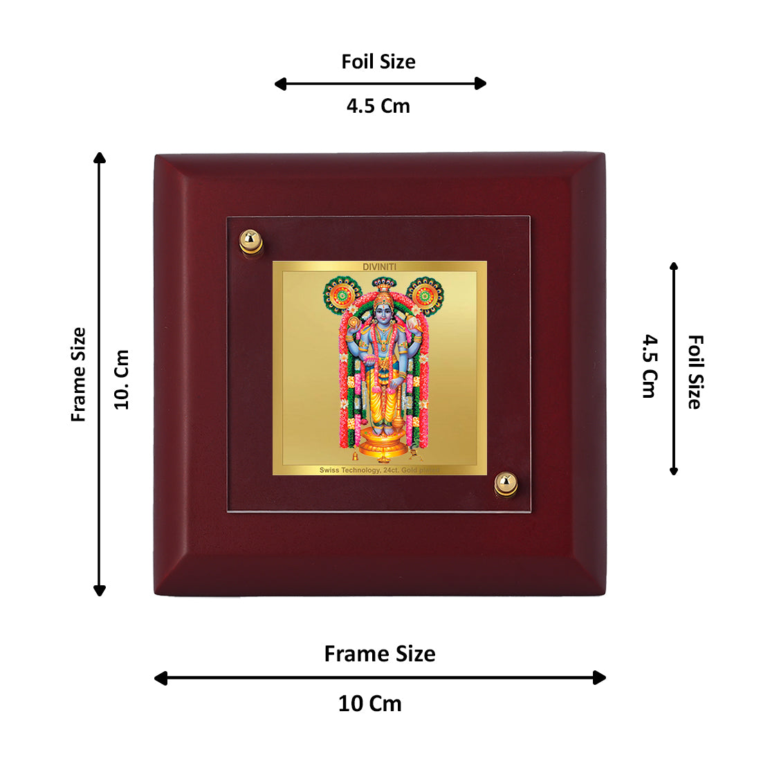 Diviniti 24K Gold Plated Guruvayurappan Photo Frame For Home Decor, Table, Prayer, Gift (10 x 10 CM)