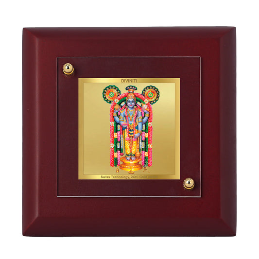 Diviniti 24K Gold Plated Guruvayurappan Photo Frame For Home Decor, Table, Prayer, Gift (10 x 10 CM)