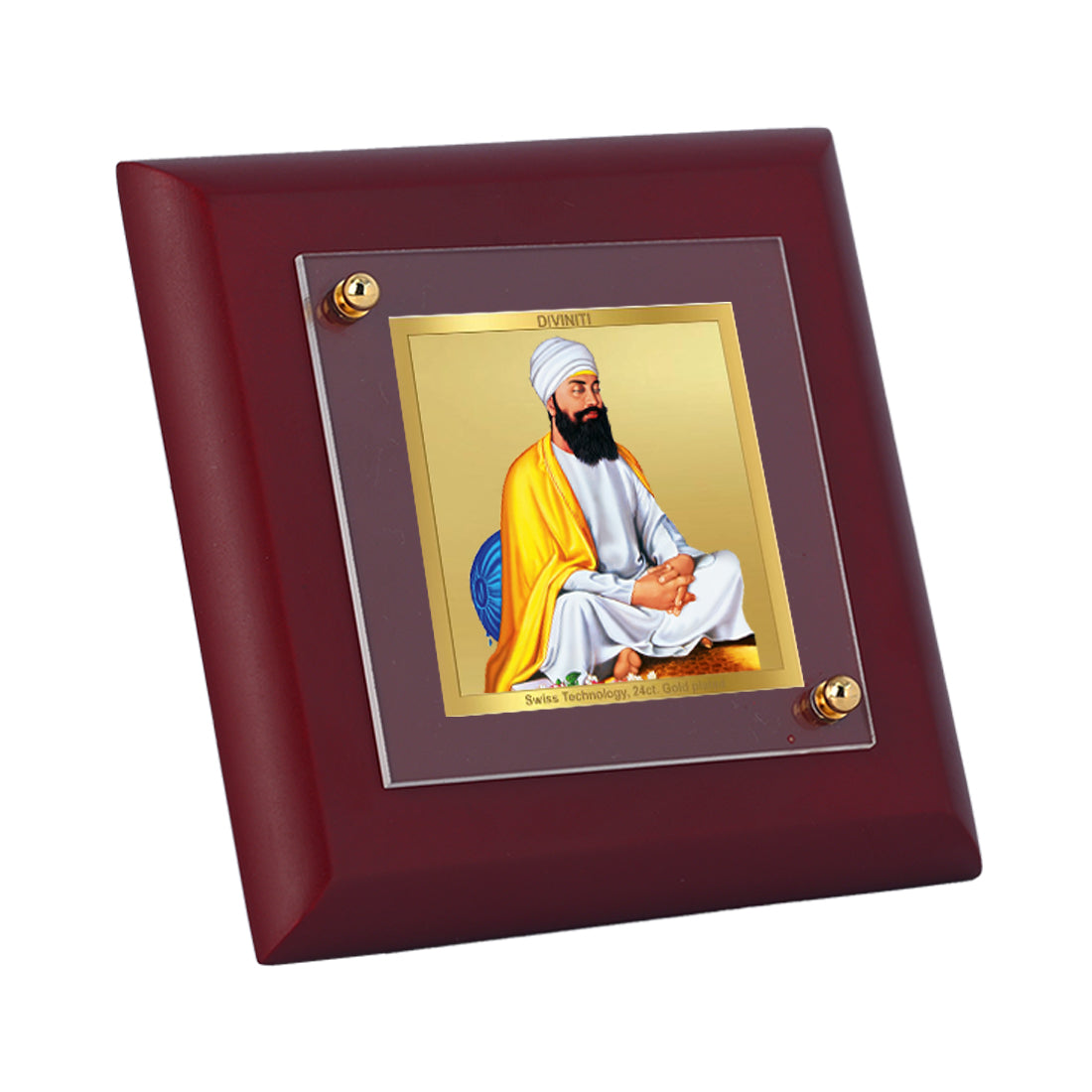 Diviniti 24K Gold Plated Guru Tegh Bahadur Ji Photo Frame For Home Decor, Table, Gift (10 x 10 CM)