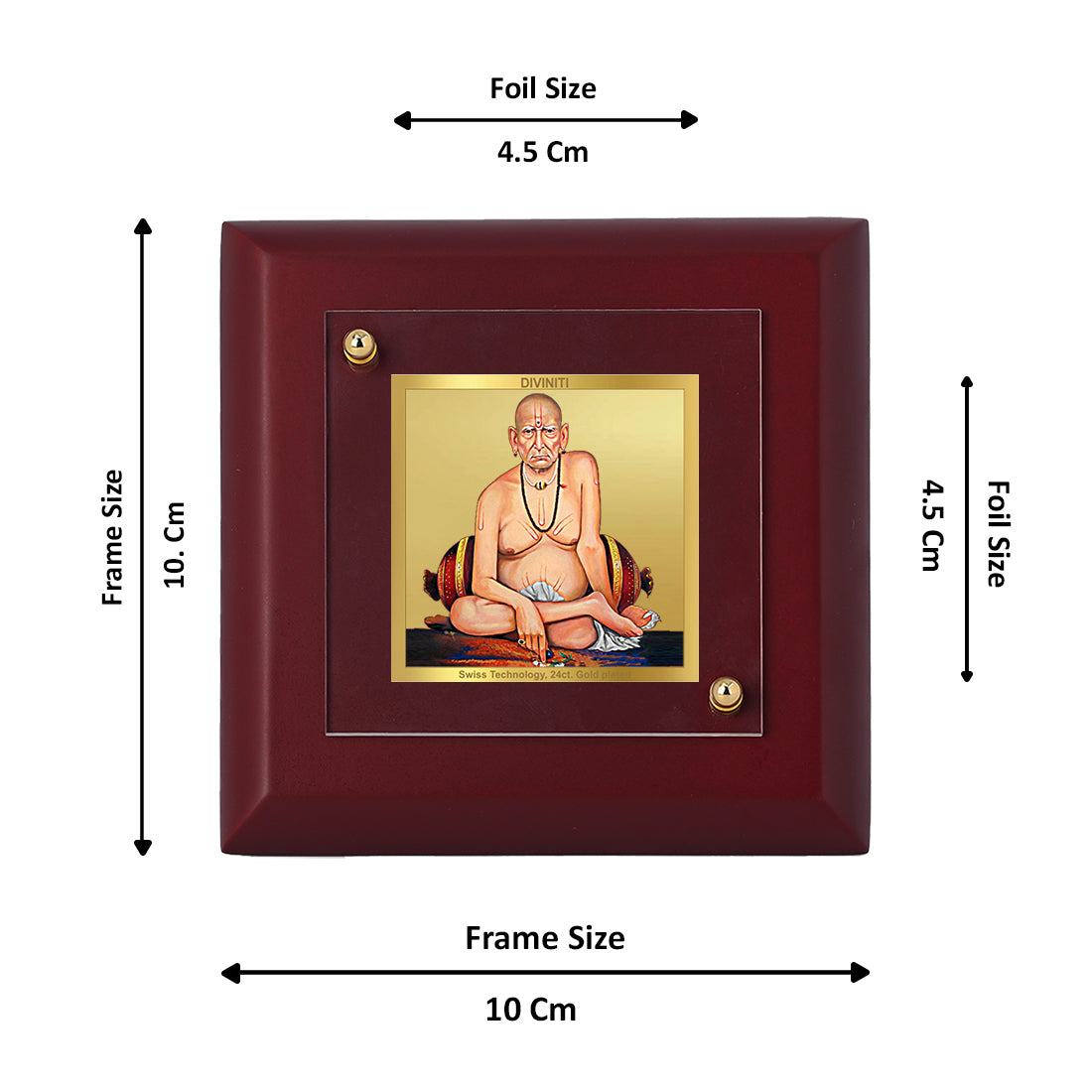 Diviniti 24K Gold Plated Guru Samarth Photo Frame For Home Decor, Table, Gift (10 x 10 CM)