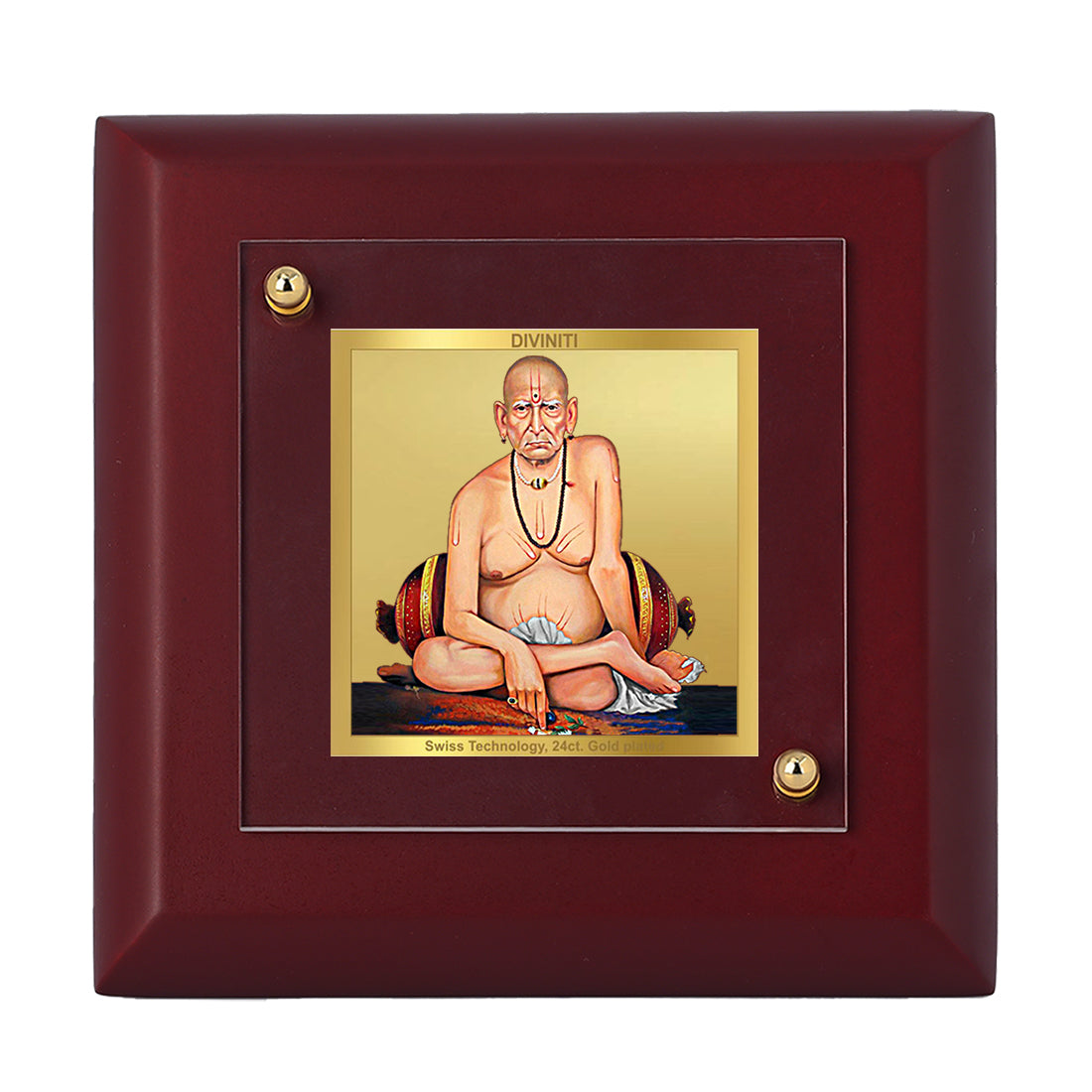 Diviniti 24K Gold Plated Guru Samarth Photo Frame For Home Decor, Table, Gift (10 x 10 CM)