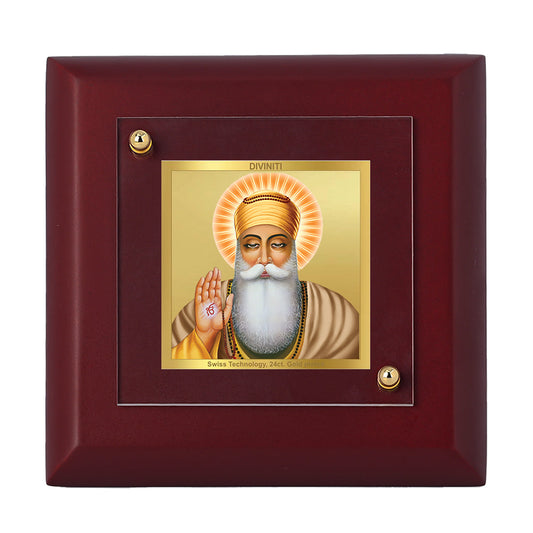 Diviniti 24K Gold Plated Guru Nanak Photo Frame For Home Decor, Office, Table, Prayer, Gift (10 x 10 CM)