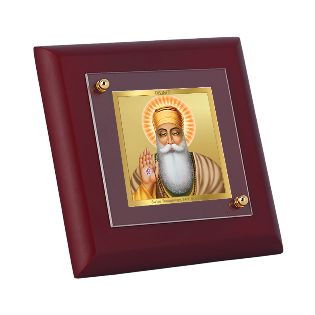 Diviniti 24K Gold Plated Guru Nanak Photo Frame For Home Decor, Office, Table, Prayer, Gift (10 x 10 CM)