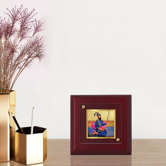 Diviniti 24K Gold Plated Guru Gobind Singh Photo Frame For Home Decor, Table, Prayer, Gift (10 x 10 CM)