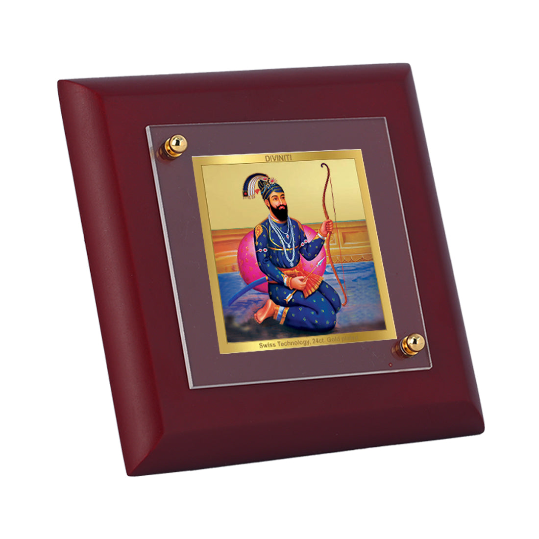 Diviniti 24K Gold Plated Guru Gobind Singh Photo Frame For Home Decor, Table, Prayer, Gift (10 x 10 CM)