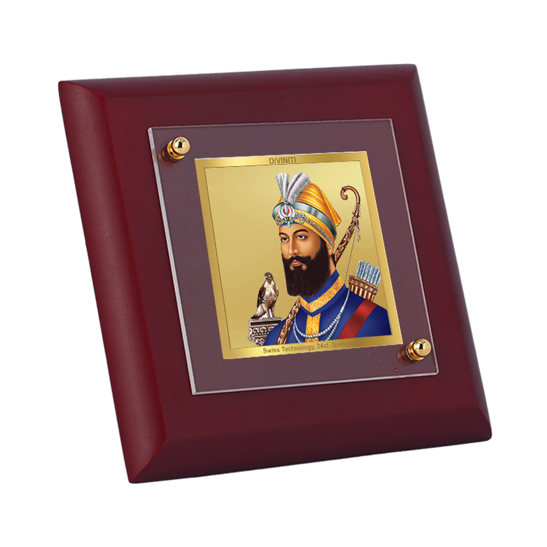 Diviniti 24K Gold Plated Guru Gobind Singh Photo Frame For Home Decor, Table Tops & Gift (10 x 10 CM)