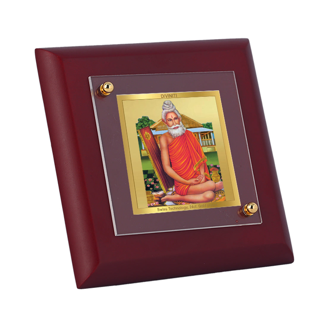 Diviniti 24K Gold Plated Baba Lokenath Photo Frame For Home Decor Showpiece, Office, Table, Gift (10 x 10 CM)