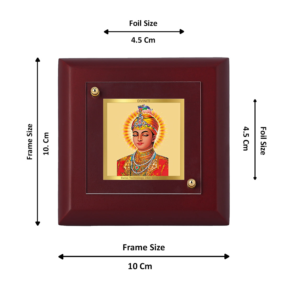 Diviniti 24K Gold Plated Guru Harkrishan Photo Frame For Home Decor Showpiece, Table Top, Gift (10 x 10 CM)