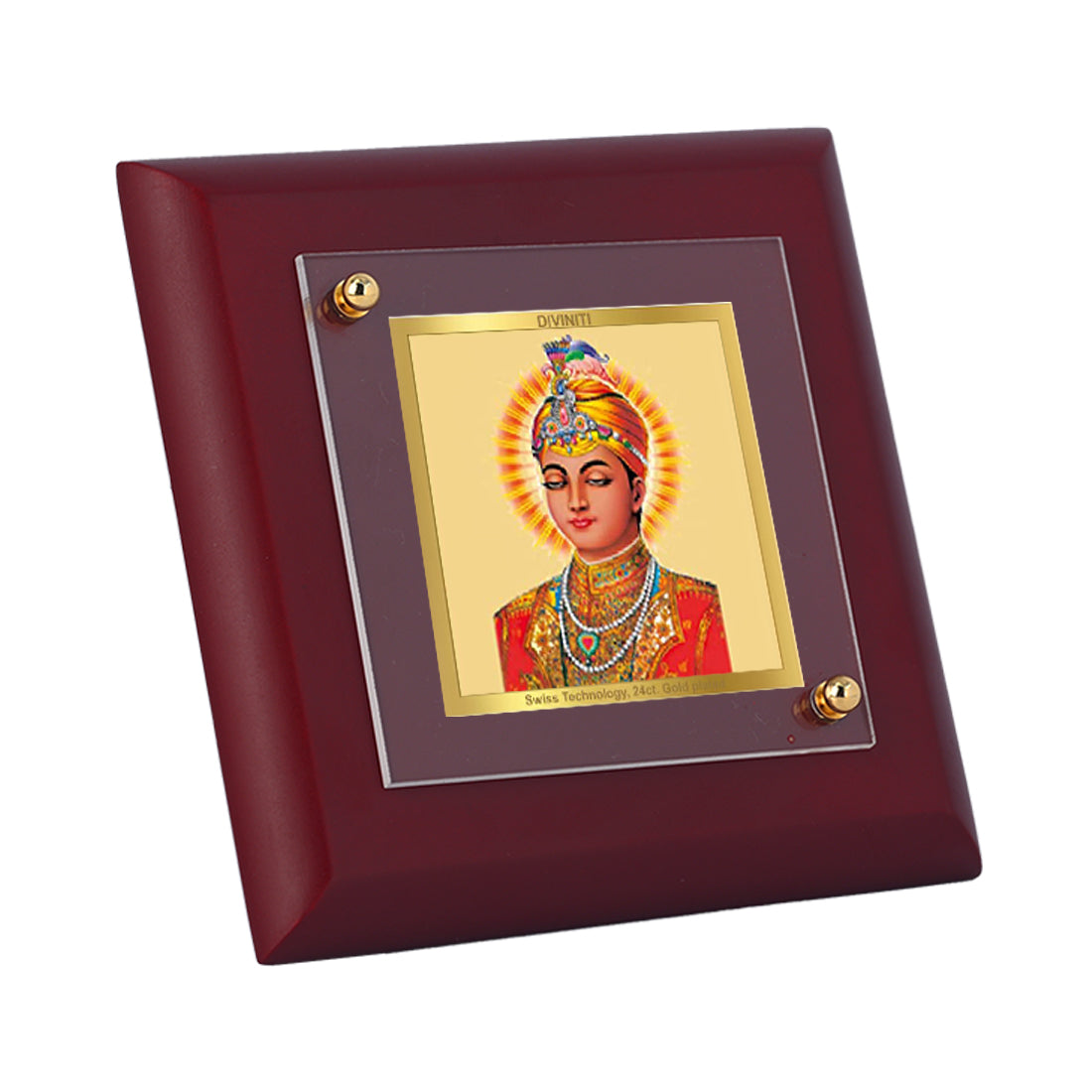 Diviniti 24K Gold Plated Guru Harkrishan Photo Frame For Home Decor Showpiece, Table Top, Gift (10 x 10 CM)