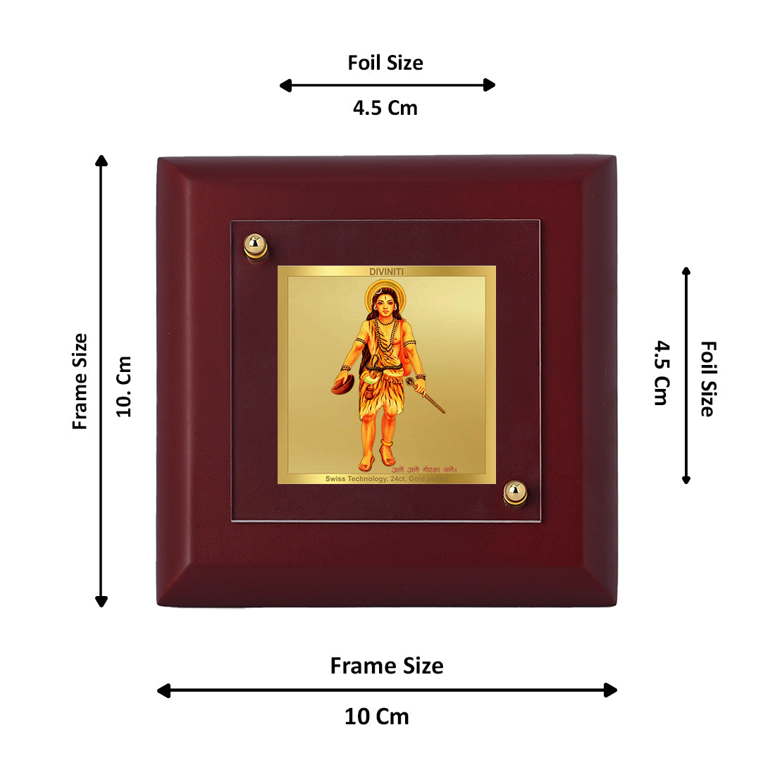 Diviniti 24K Gold Plated Baba Gorakhnath Photo Frame For Home Decor, Table Top, Puja, Gift (10 x 10 CM)