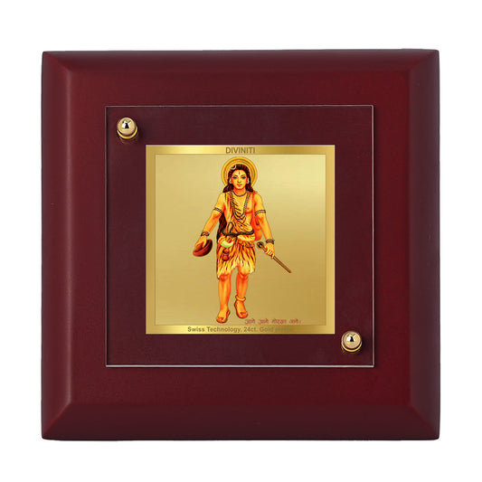 Diviniti 24K Gold Plated Baba Gorakhnath Photo Frame For Home Decor, Table Top, Puja, Gift (10 x 10 CM)