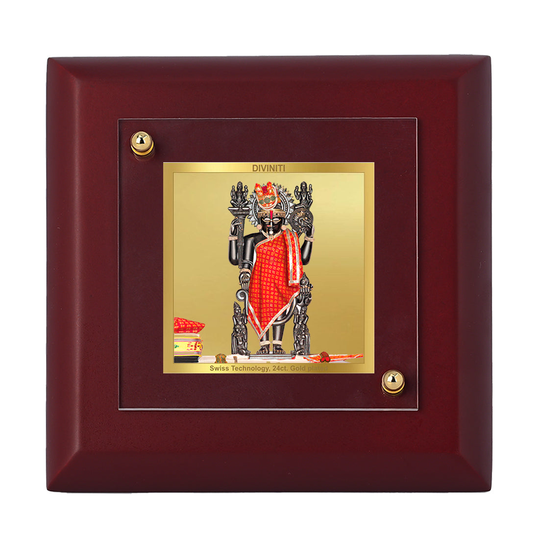 Diviniti 24K Gold Plated Dwarkadhish Photo Frame For Home Decor Showpiece, Table & Festival Gift (10 x 10 CM)