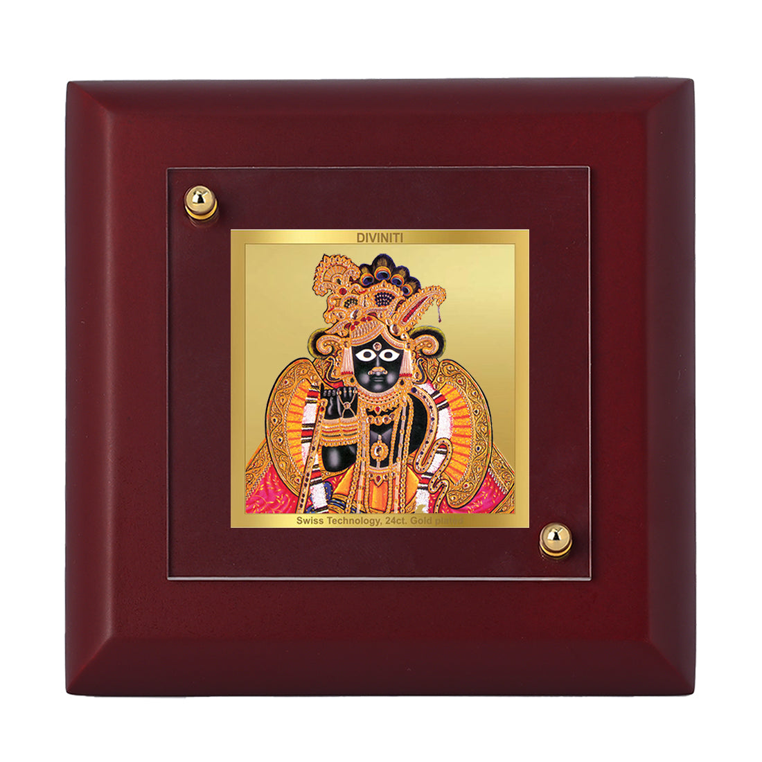 Diviniti 24K Gold Plated Bankey Bihari Photo Frame For Home Decor Showpiece, Table, Puja, Gift (10 x 10 CM)