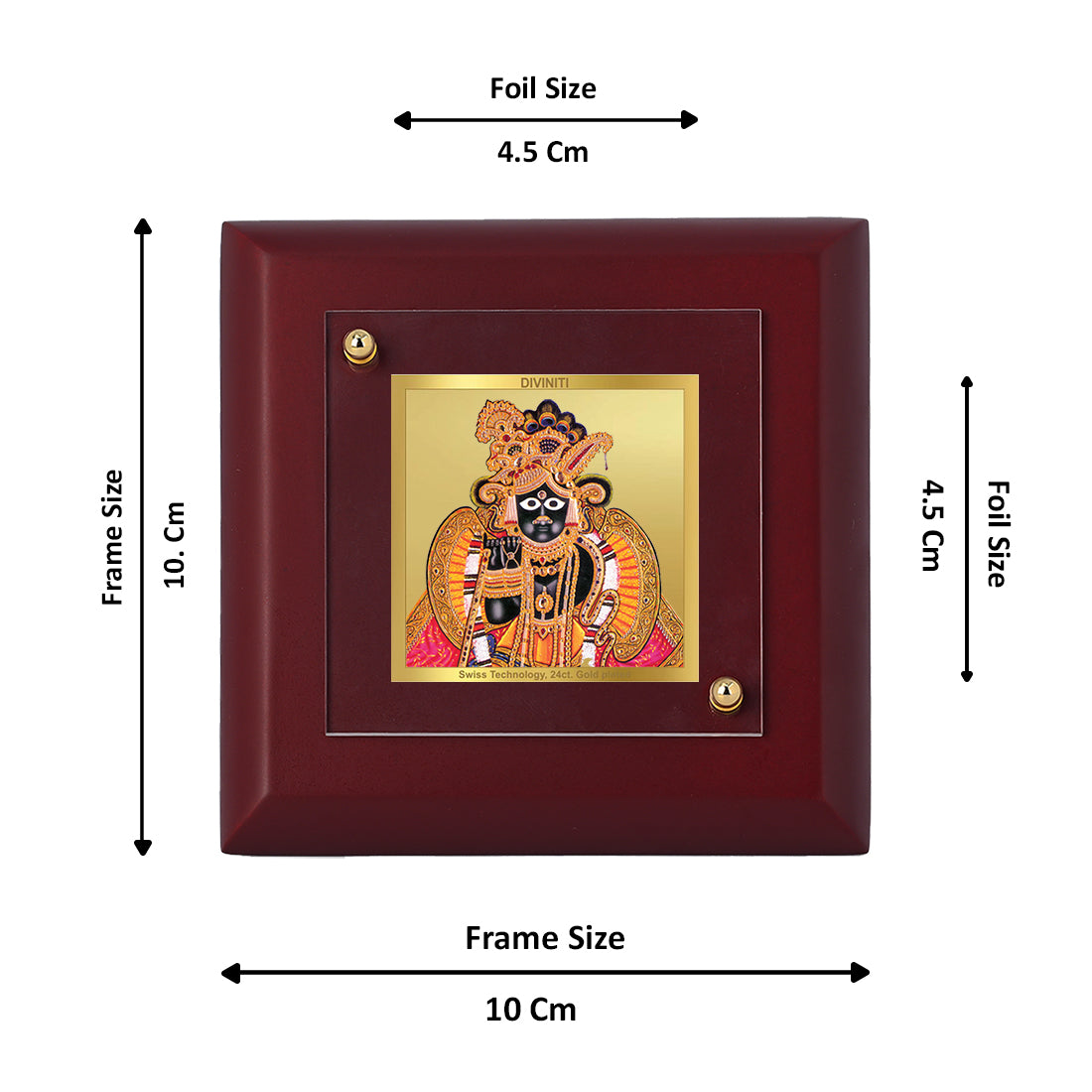 Diviniti 24K Gold Plated Bankey Bihari Photo Frame For Home Decor Showpiece, Table, Puja, Gift (10 x 10 CM)