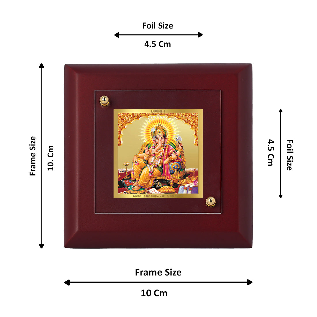 Diviniti 24K Gold Plated Ganesha Photo Frame For Home Decor, Table, Puja Room & Festival Gift (10 x 10 CM)