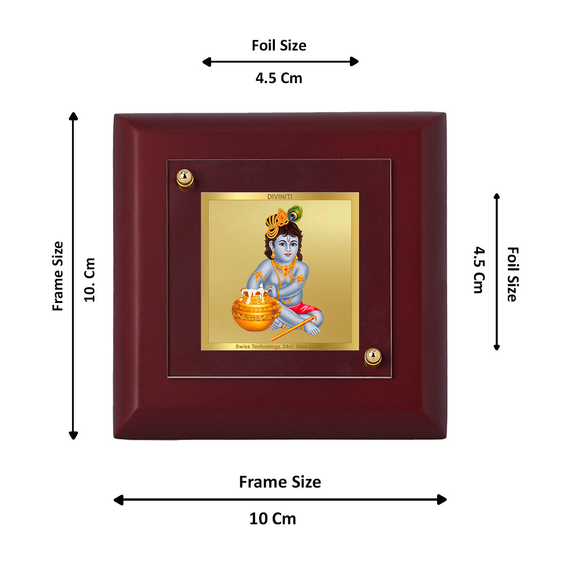 Diviniti 24K Gold Plated Bal Gopal Photo Frame For Home Decor Showpiece, Table Top, Gift (10 x 10 CM)