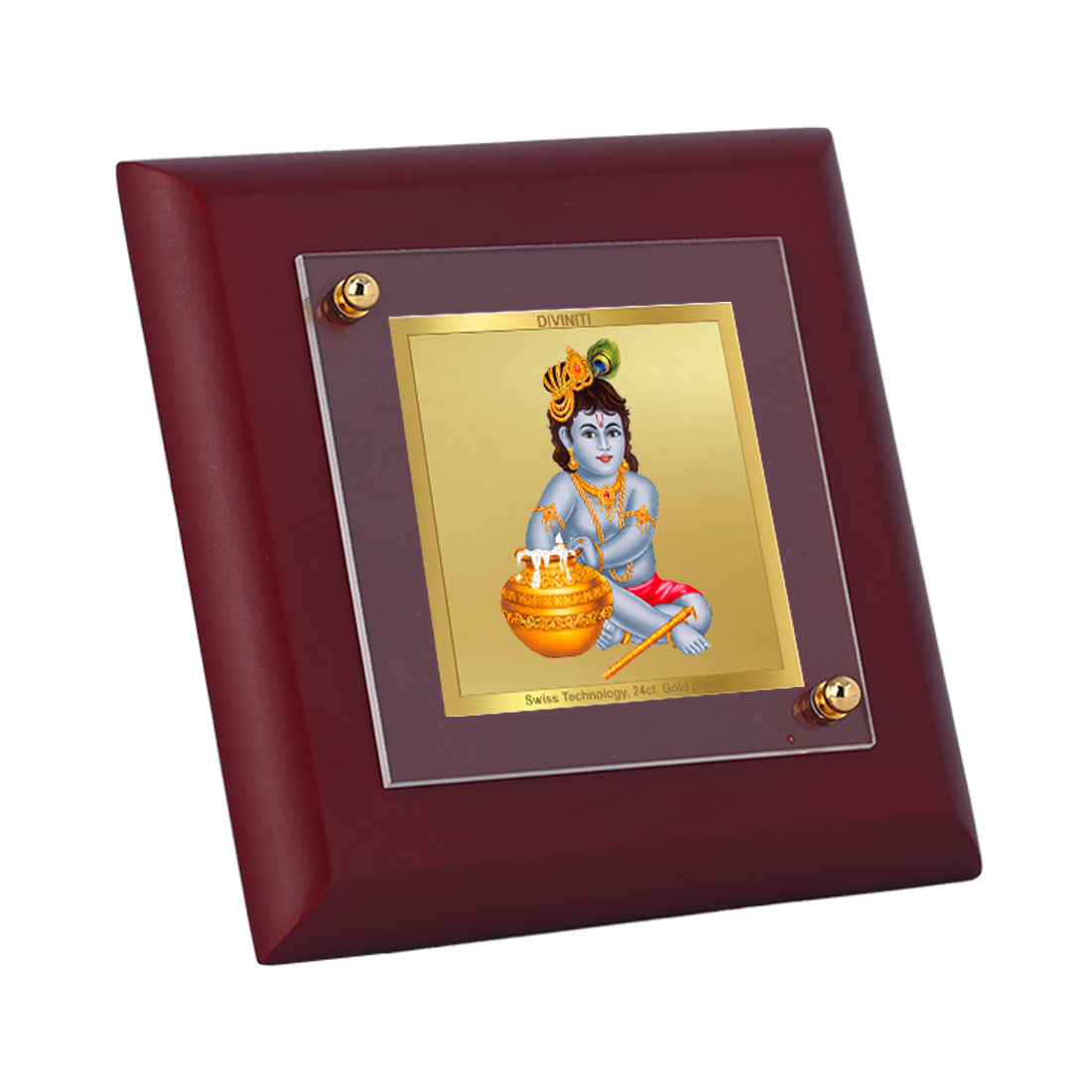 Diviniti 24K Gold Plated Bal Gopal Photo Frame For Home Decor Showpiece, Table Top, Gift (10 x 10 CM)