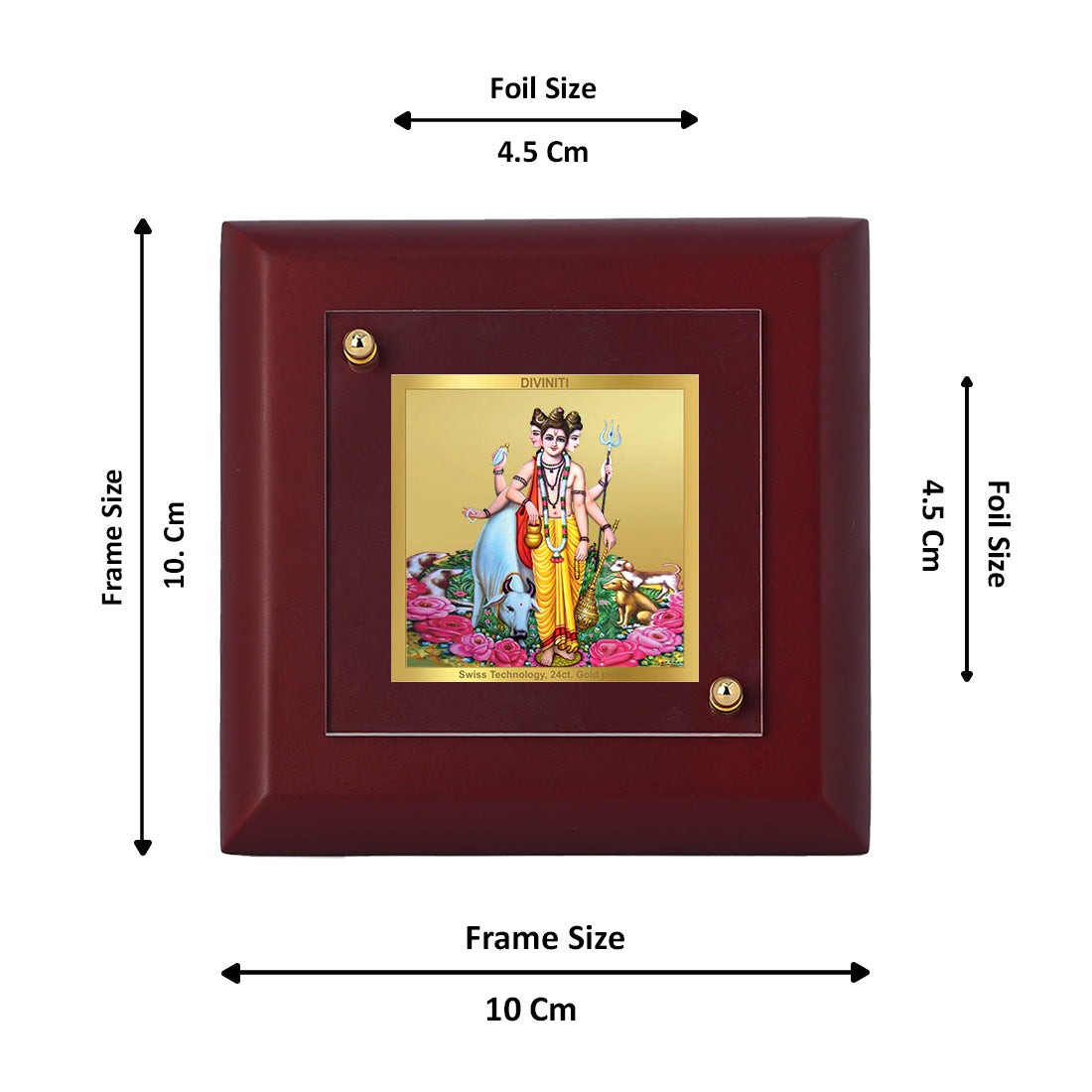 Diviniti 24K Gold Plated Dattatreya Frame For Home Decor Showpiece, Table Tops & Festival Gift (10 x 10 CM)