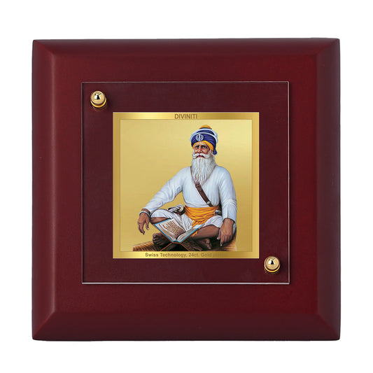 Diviniti 24K Gold Plated Baba Deep Singh Photo Frame For Home Decor, Table Top & Gift (10 x 10 CM)