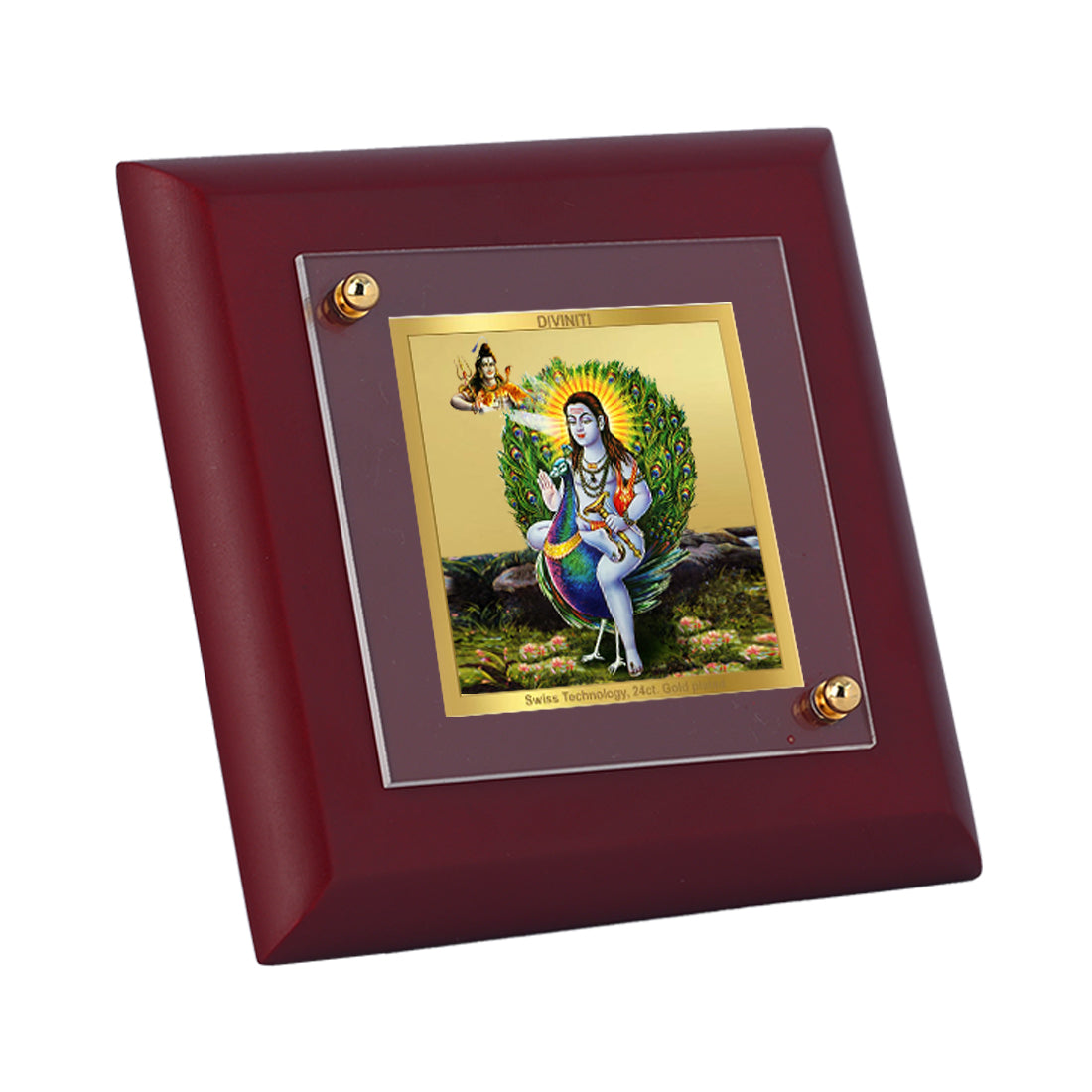 Diviniti 24K Gold Plated Baba Balak Nath Photo Frame For Home Decor Showpiece, Table Tops, Gift (10 x 10 CM)