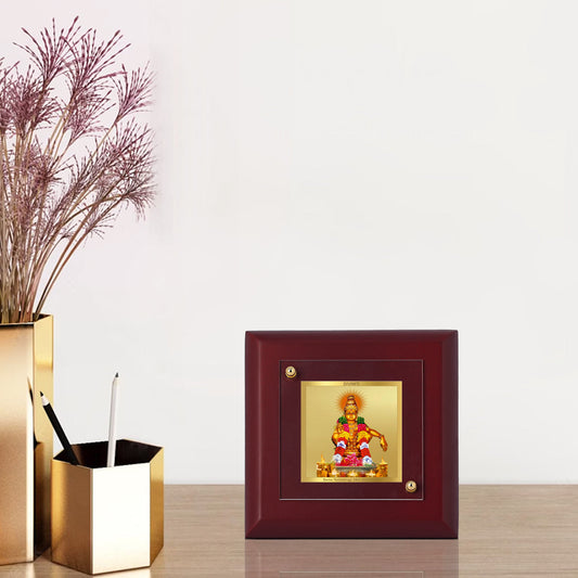 Diviniti 24K Gold Plated Ayyappan Photo Frame For Home Decor Showpiece, Table Tops, Prayer, Gift (10 x 10 CM)