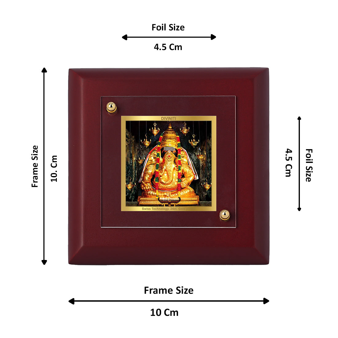 Diviniti 24K Gold Plated Ayyapa Vinaygar Photo Frame For Home Decor Showpiece, Table Tops, Prayer, Gift (10 x 10 CM)