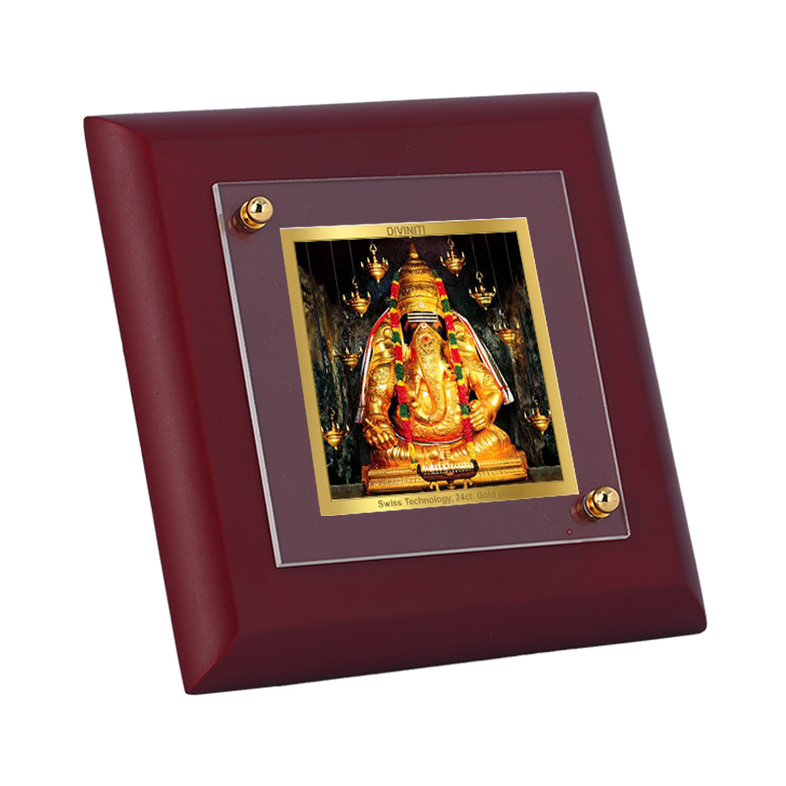 Diviniti 24K Gold Plated Ayyapa Vinaygar Photo Frame For Home Decor Showpiece, Table Tops, Prayer, Gift (10 x 10 CM)