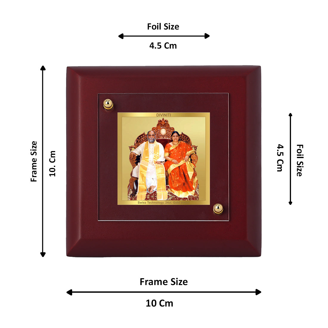 Diviniti 24K Gold Plated Amma Bhagwan Photo Frame For Home Decor Showpiece, Table Tops, Gift (10 x 10 CM)