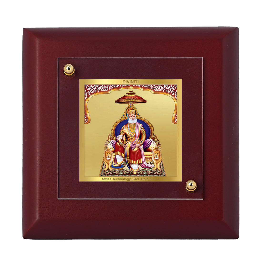 Diviniti 24K Gold Plated Agrasain Maharaj Photo Frame For Home Decor Showpiece, Table Tops, Gift (10 x 10 CM)