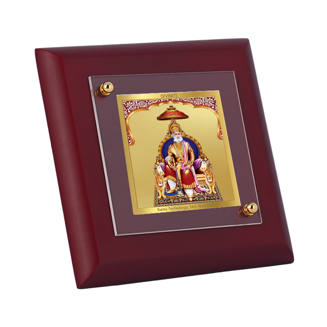 Diviniti 24K Gold Plated Agrasain Maharaj Photo Frame For Home Decor Showpiece, Table Tops, Gift (10 x 10 CM)