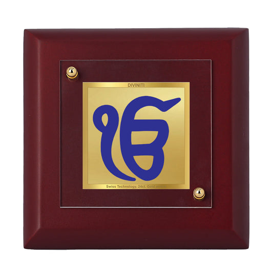 Diviniti 24K Gold Plated Ik Onkar Frame For Home Decor Showpiece, Table & Festival Gift (10 x 10 CM)