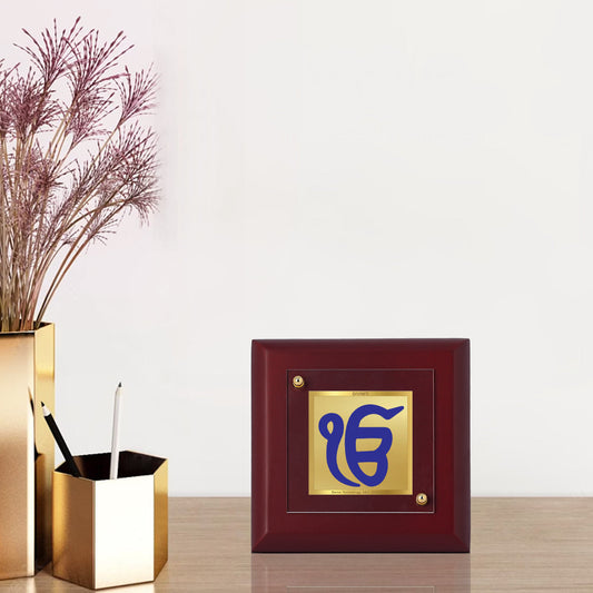 Diviniti 24K Gold Plated Ik Onkar Frame For Home Decor Showpiece, Table & Festival Gift (10 x 10 CM)