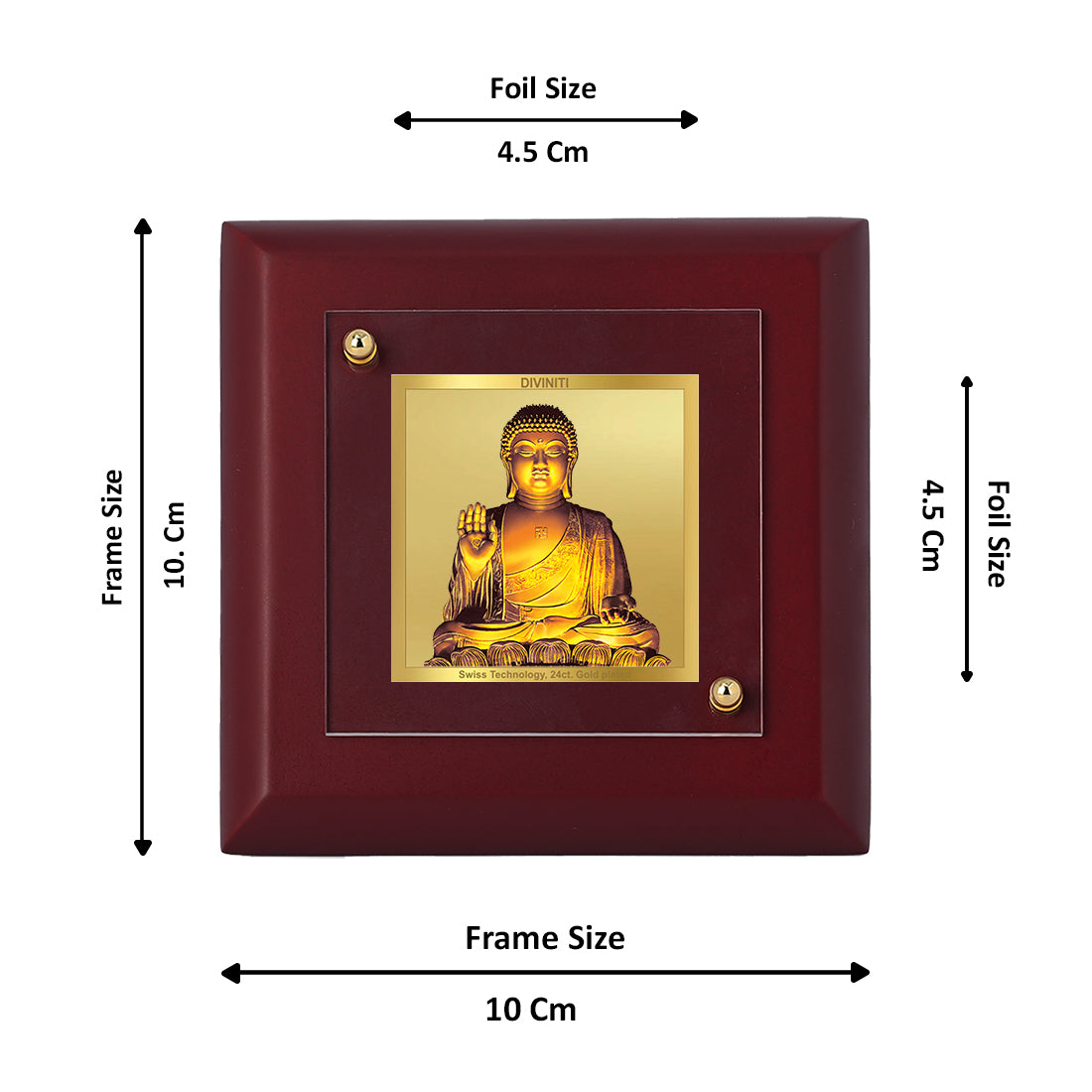 Diviniti 24K Gold Plated Buddha Frame For Home Decor Showpiece, Table, Office & Gift (10 x 10 CM)