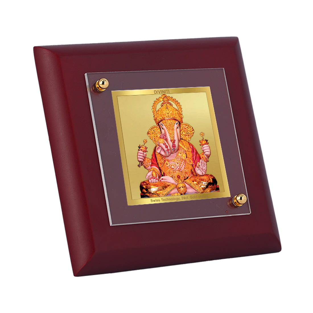 Diviniti 24K Gold Plated Dagdu Ganesha Frame For Home Decor Showpiece, Table & Gift (10 x 10 CM)