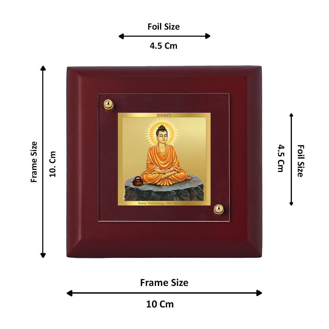 Diviniti 24K Gold Plated Buddha Photo Frame For Home Decor, Office, Table, Gift (10 x 10 CM)