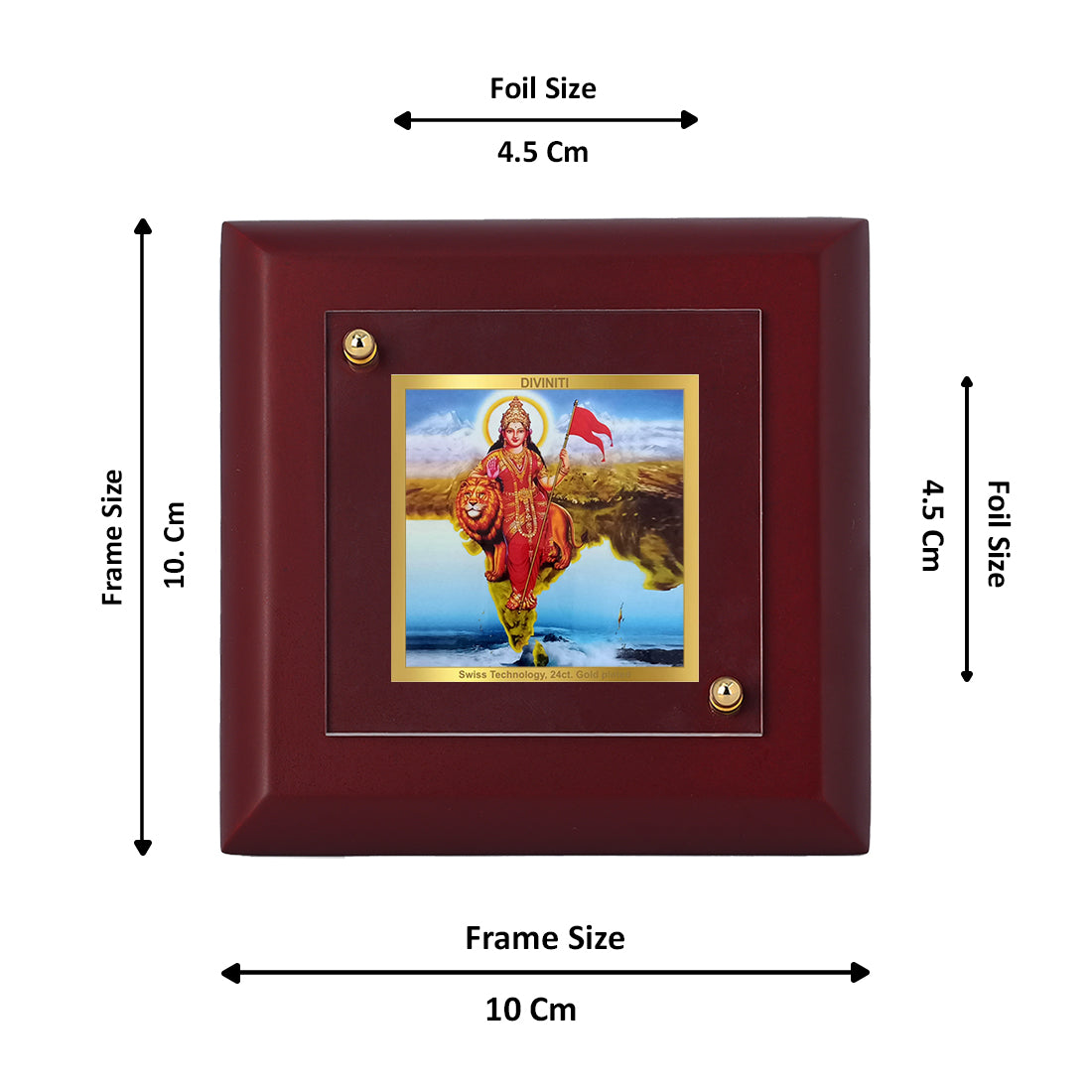 Diviniti 24K Gold Plated Bharat Mata Photo Frame For Home Decor Showpiece, Office, Table (10 x 10 CM)