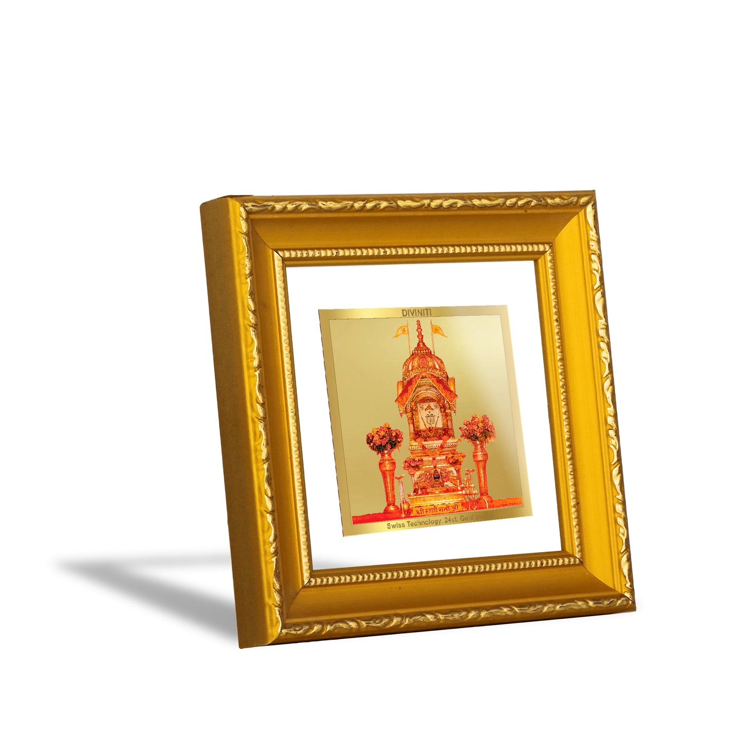 DIVINITI 24K Gold Plated Rani Sati Photo Frame For Home, Gift, Table Decoration (10 X 10 CM)