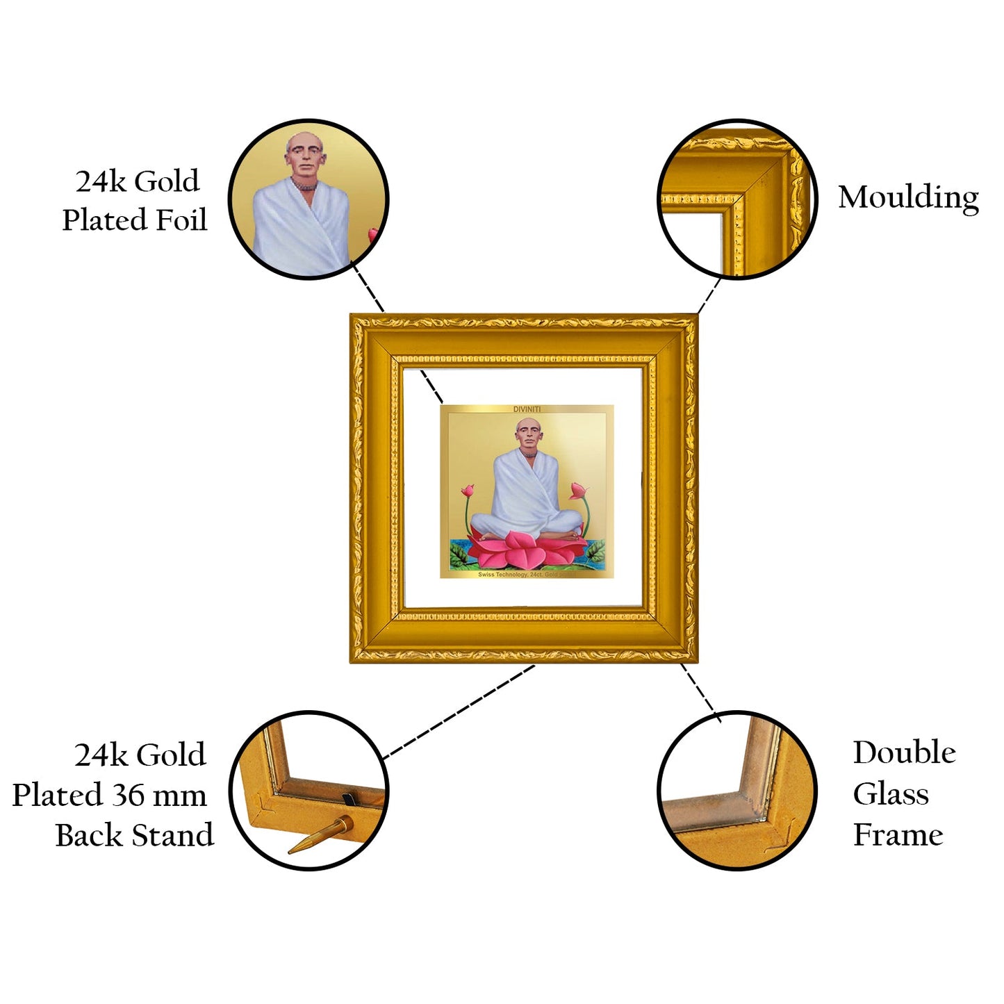 DIVINITI 24K Gold Plated Ram Thakur Photo Frame For Living Room, Drawing Room, Gifting (10 X 10 CM)