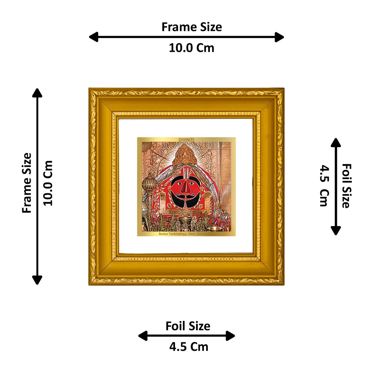 DIVINITI 24K Gold Plated Salasar Balaji Photo Frame For Living Room, Table, Gift (10 X 10 CM)