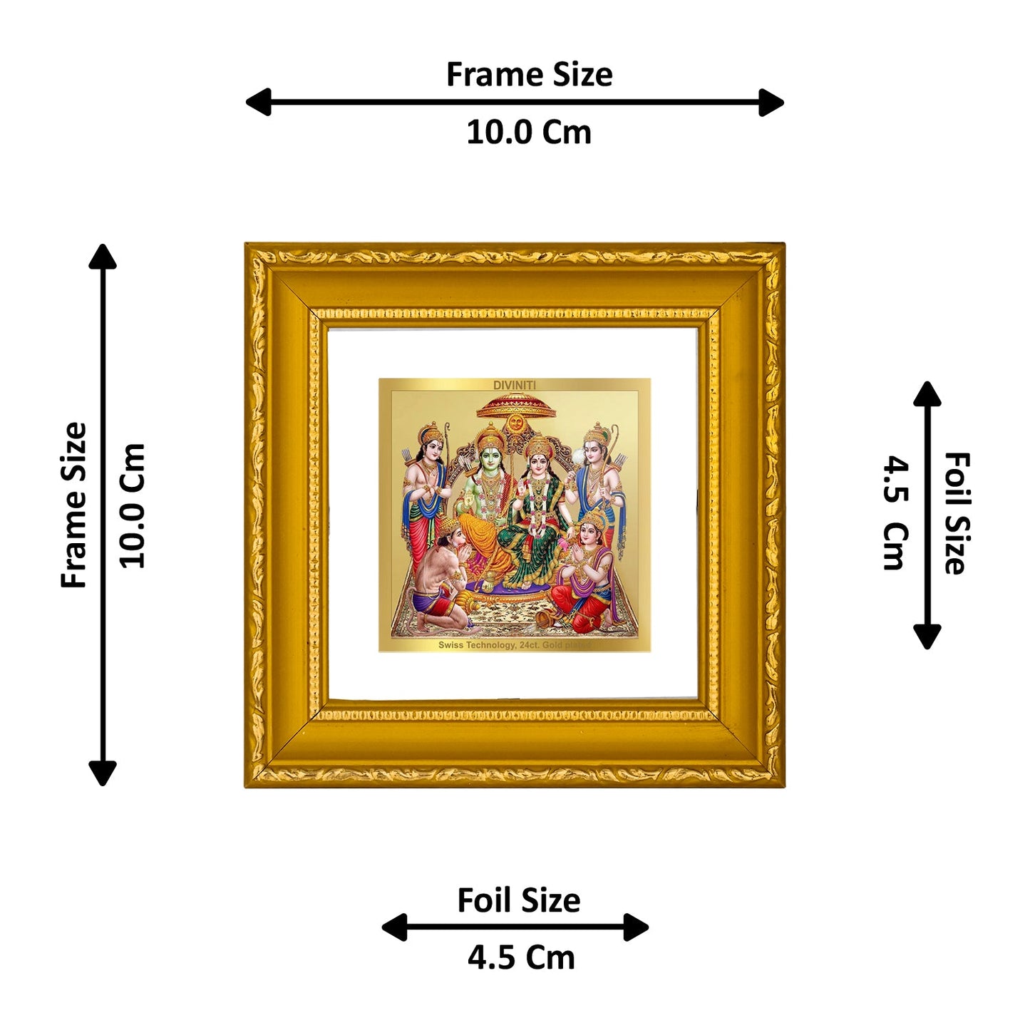 DIVINITI 24K Gold Plated Ram Darbar Photo Frame For Home Decor, Puja, Festival (10 X 10 CM)