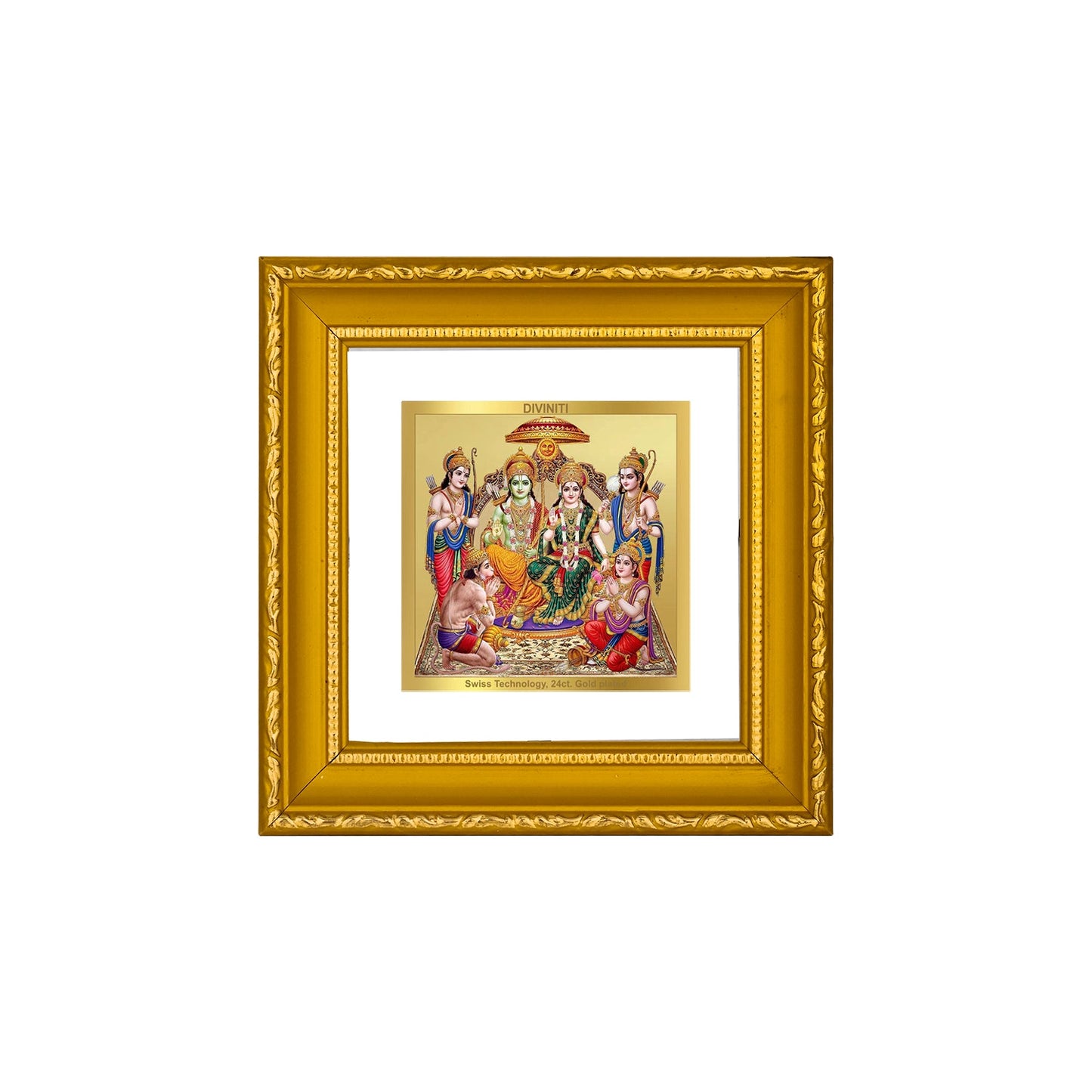 DIVINITI 24K Gold Plated Ram Darbar Photo Frame For Home Decor, Puja, Festival (10 X 10 CM)