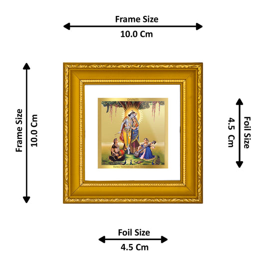 DIVINITI 24K Gold Plated Radha Krishna Photo Frame For Home Decor, Puja, Luxury Gifting (10 X 10 CM)