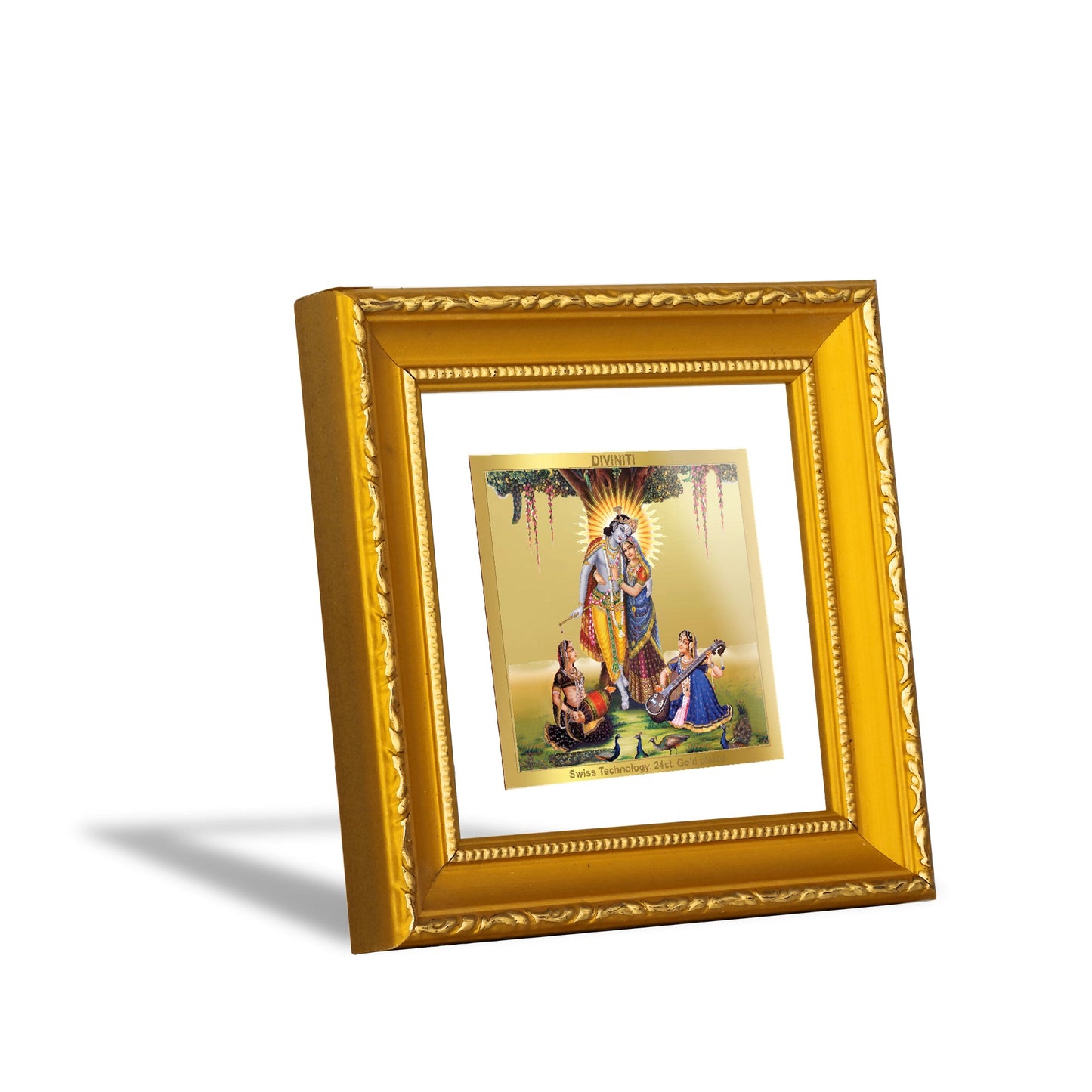 DIVINITI 24K Gold Plated Radha Krishna Photo Frame For Home Decor, Puja, Luxury Gifting (10 X 10 CM)