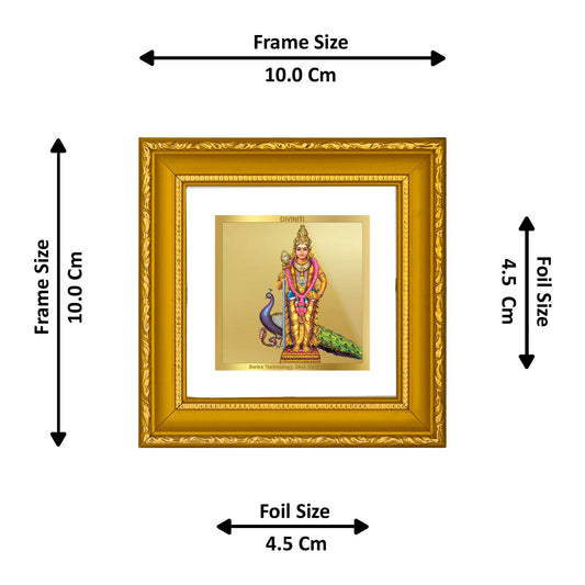 DIVINITI 24K Gold Plated Murugan Photo Frame For Home Decor, Table, Prayer Room (10 X 10 CM)