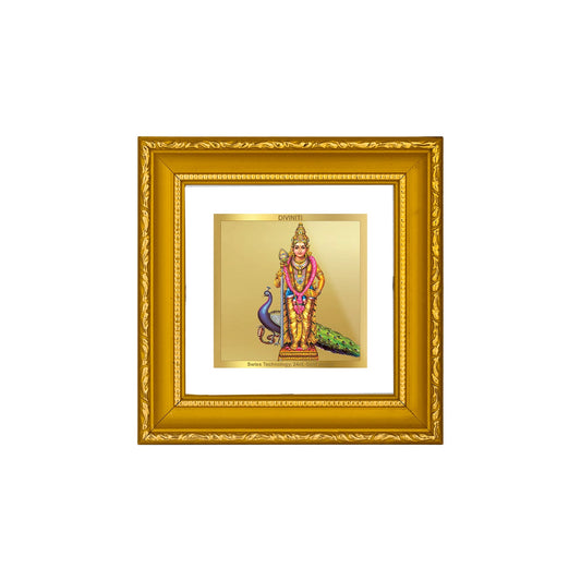 DIVINITI 24K Gold Plated Murugan Photo Frame For Home Decor, Table, Prayer Room (10 X 10 CM)