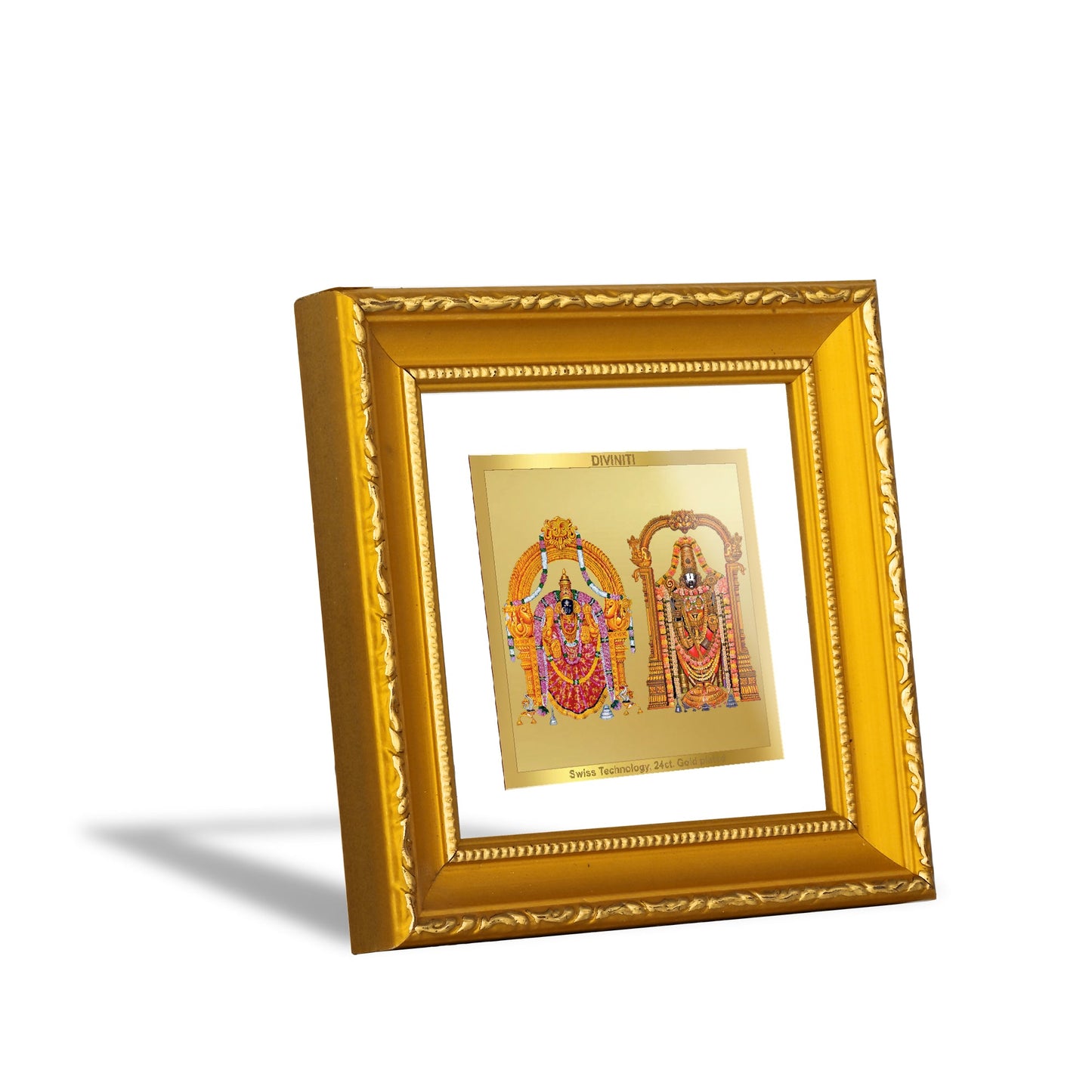 DIVINITI 24K Gold Plated Padmavathi Balaji Photo Frame For Home Decor, Table Decor (10 X 10 CM)