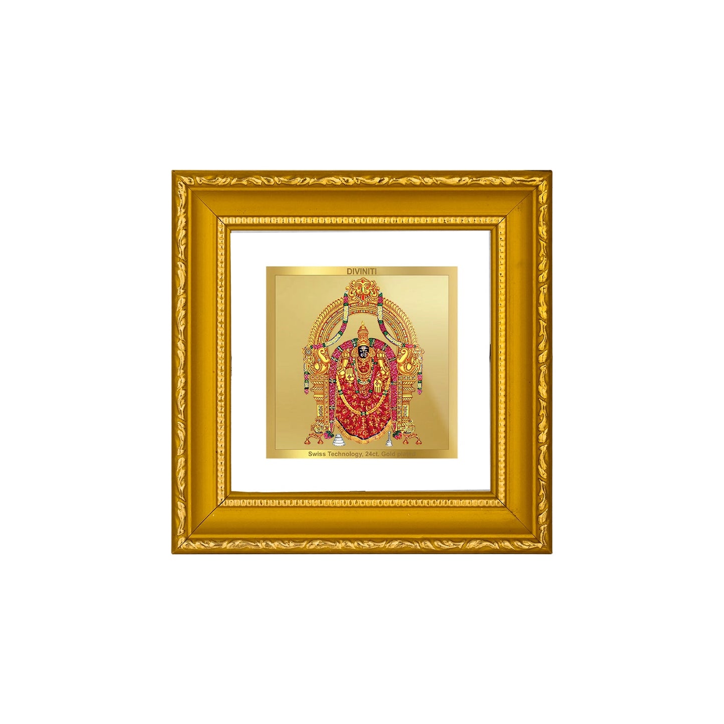 DIVINITI 24K Gold Plated Padmavathi Photo Frame For Home Decor, Table Decor, Gift (10 X 10 CM)